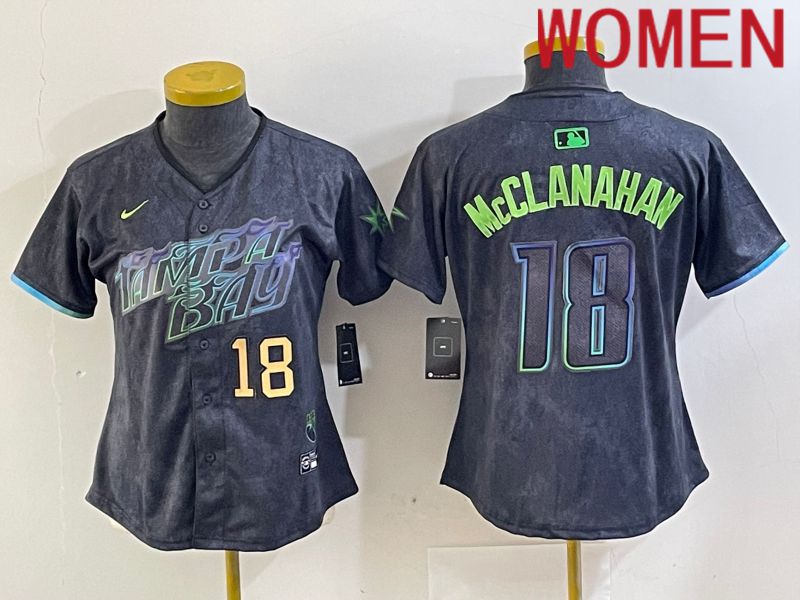 Women Tampa Bay Rays #18 Mcclanahan Nike MLB Limited City Connect Black 2024 Jersey style 2->women mlb jersey->Women Jersey